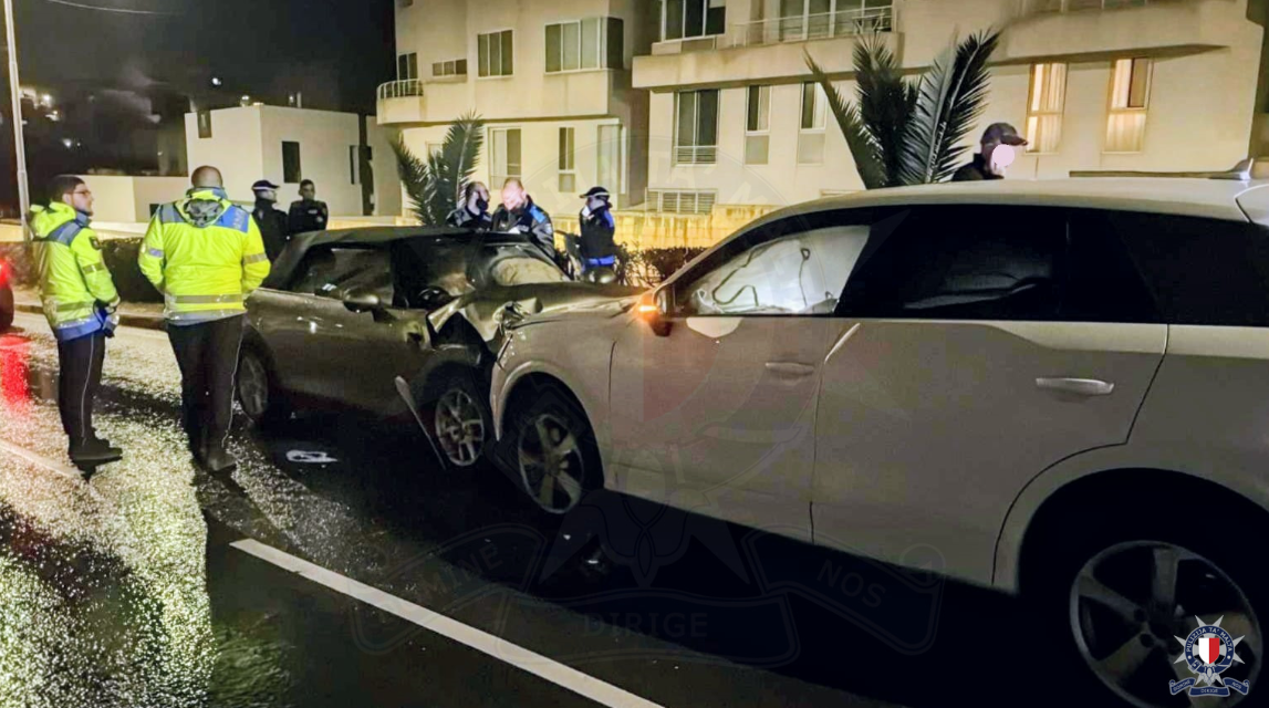 The second collision involving a Mini Cooper and Audi (Photo: Malta Police Force)