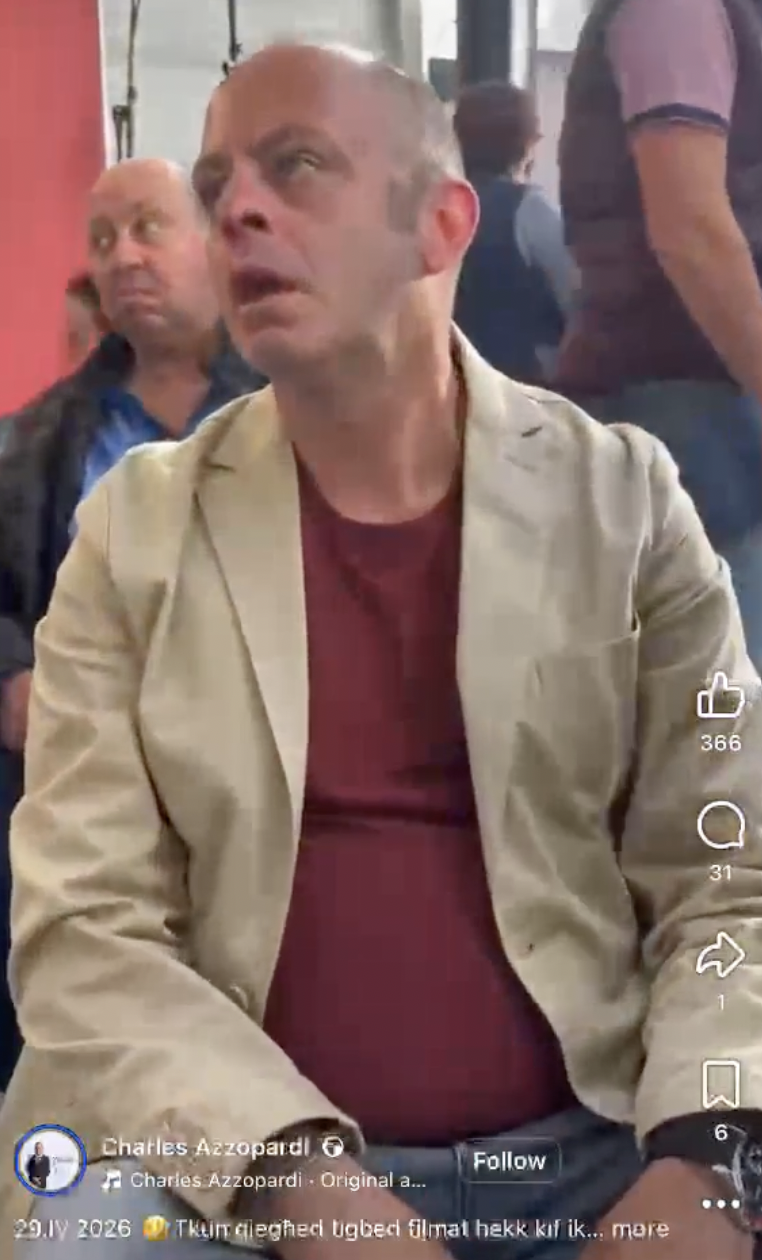 PN MP Charles Azzopardi's expression when someone blocked him while filming perfectly encapsulates the feeling of being constantly bombarded by billboards and cringeworthy politicians