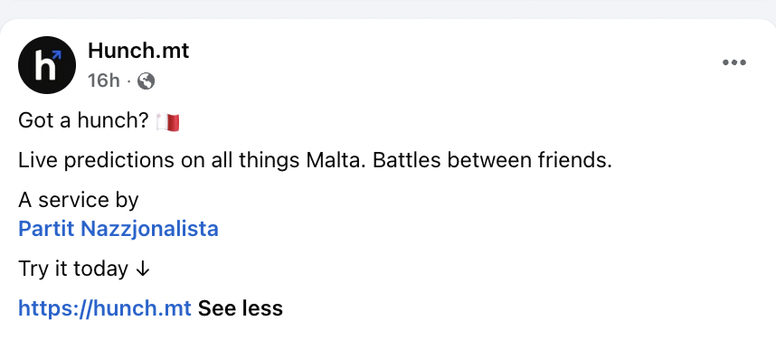 The website's only Facebook post falsely claims that they are tied to the PN