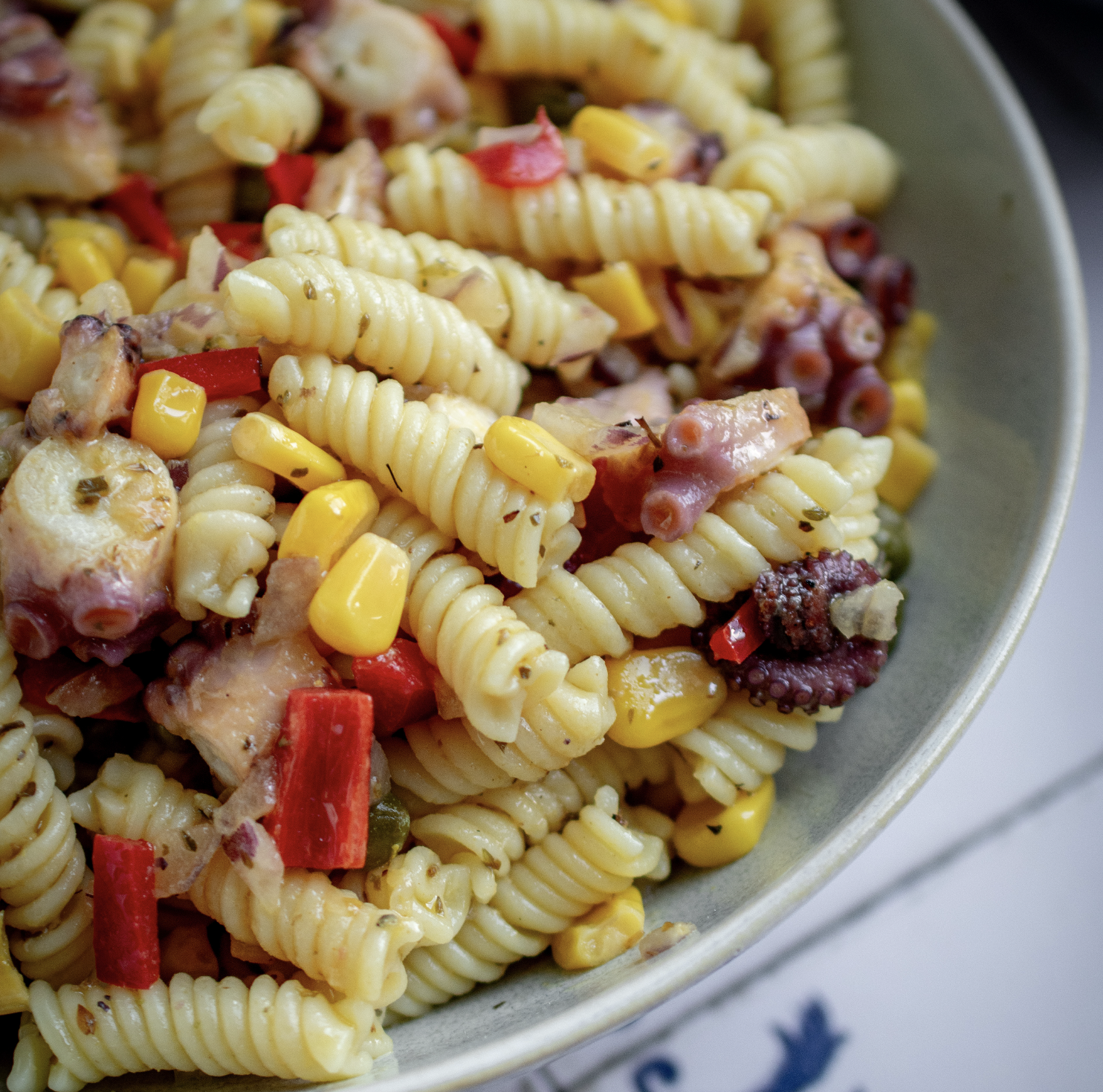 Octopus pasta salad