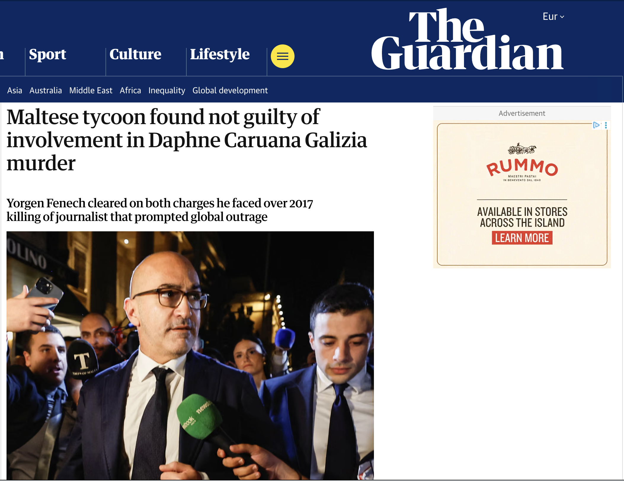 The Guardian's article on Yorgen Fenech's acquittal 
