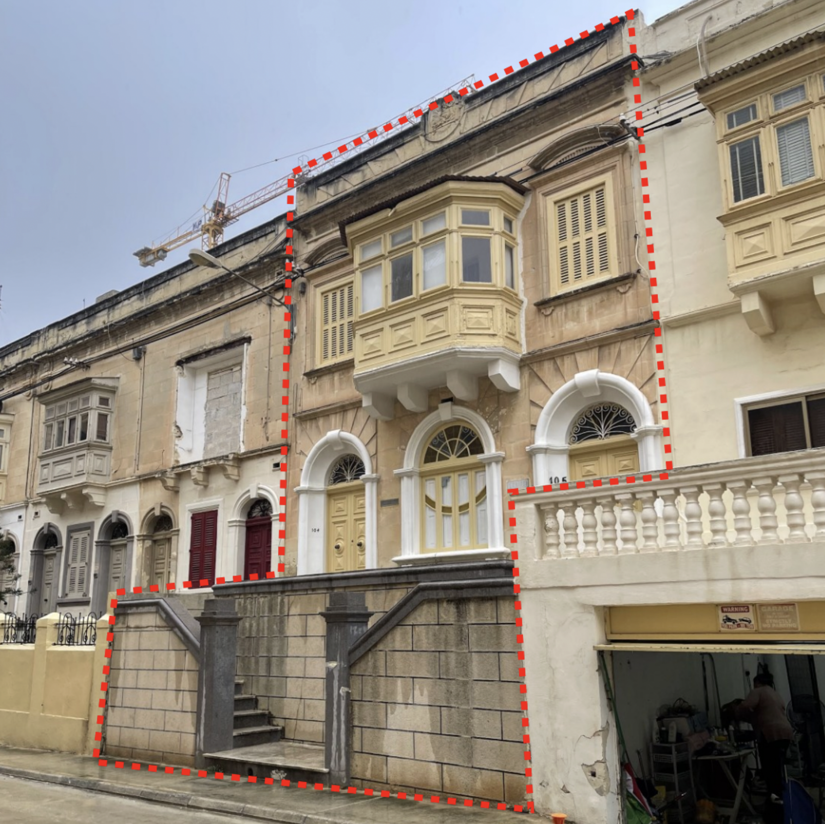 The proposed guest house earmarked in red