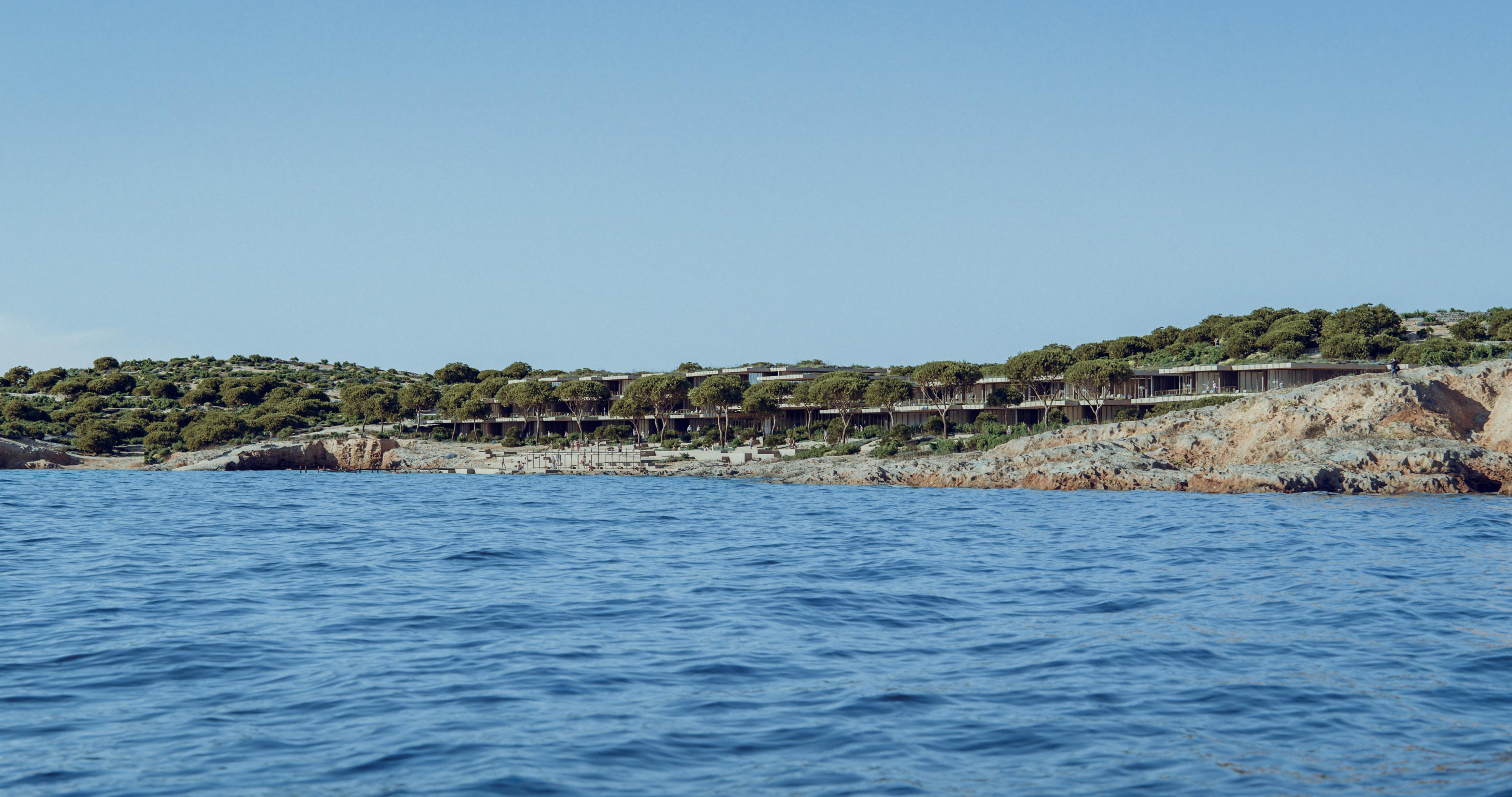 Photomontage of the proposed bungalows in Santa Marija Bay, Comino
