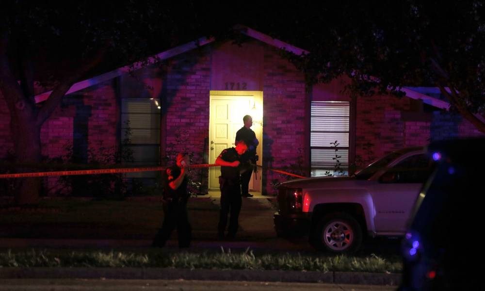 Police officers work the scene of a shooting at a home in Plano, Texas Photo: AP