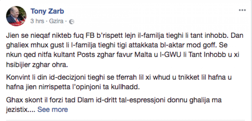 Tony Zarb has promised to stay away from Facebook