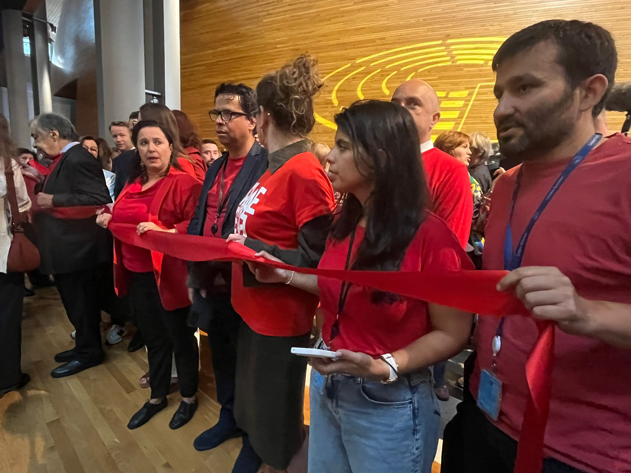 The announcement of proposed sanctions against Israel drew applause from some MEPs dressed in red in solidarity with Gaza (Photo: Jaelle Borg/MaltaToday)