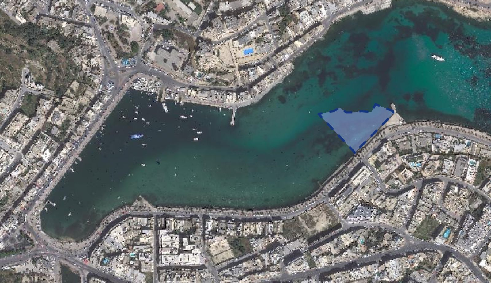 Area where dredging works to level seabed are being proposed