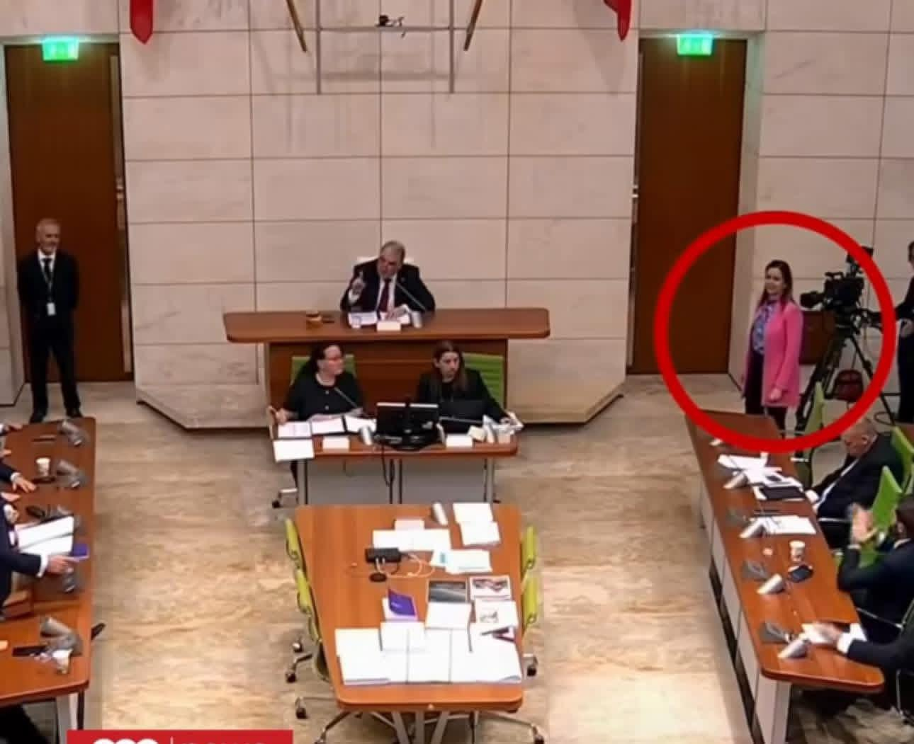 Paula Mifsud Bonnici standing in front of the PBS camera towards the end of the session