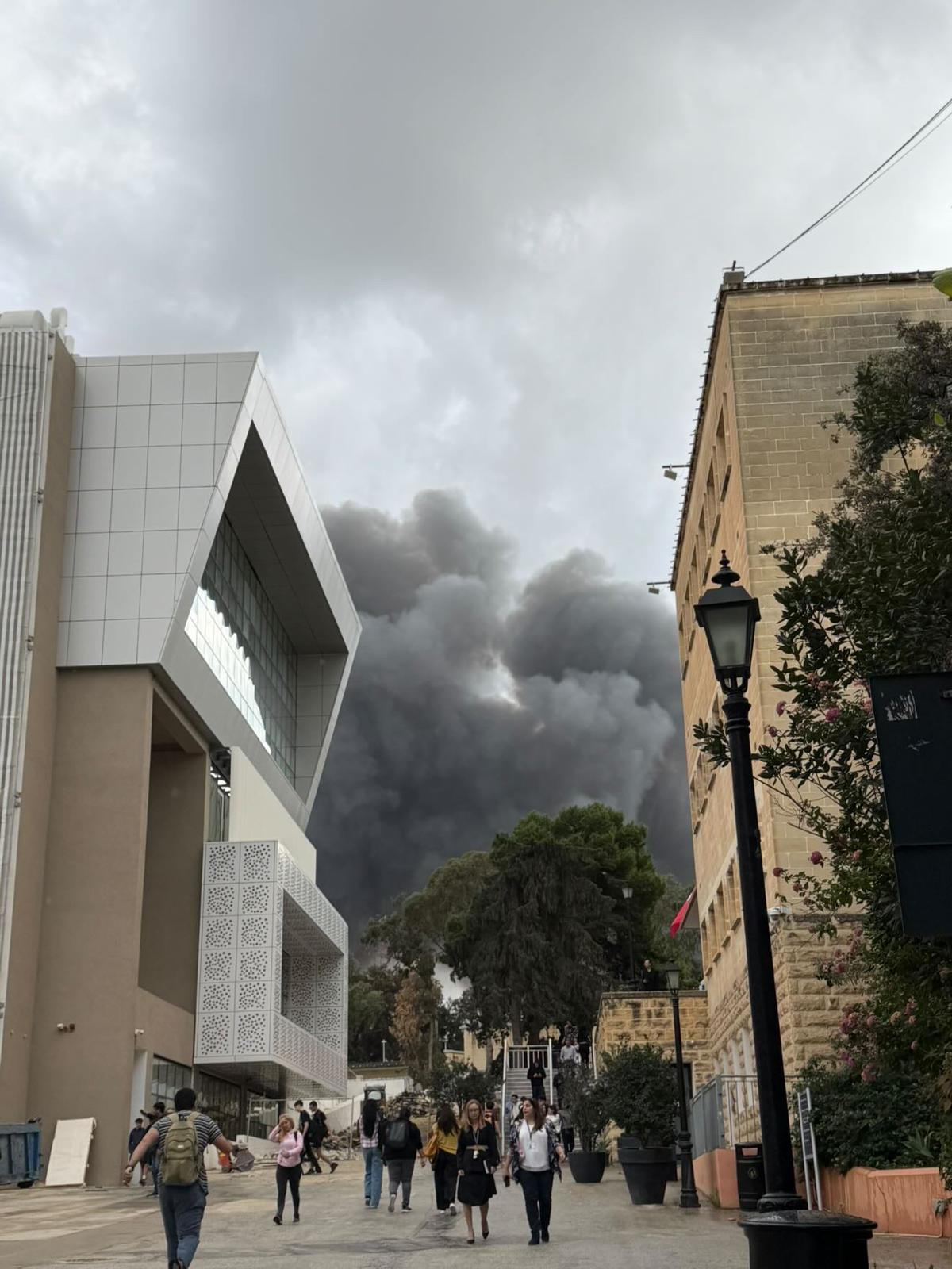 Thick smoke over the MCAST Paola Campus (Photo: MaltaToday)
