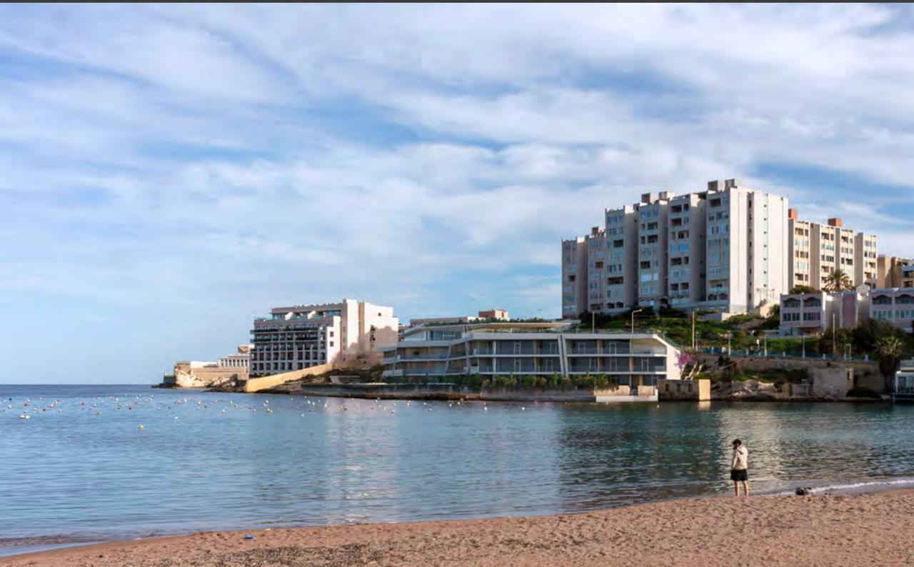 Photomontage of hotel as seen from St George’s Bay