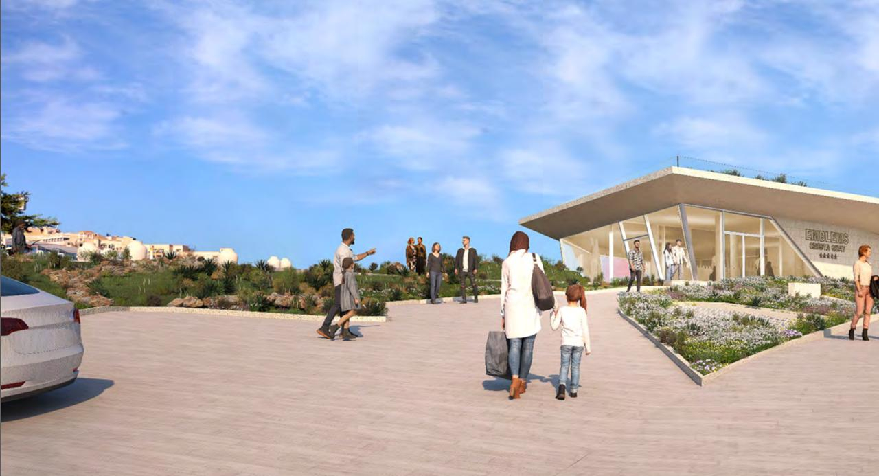 Visual of new structure in landscaped garden proposed at street level