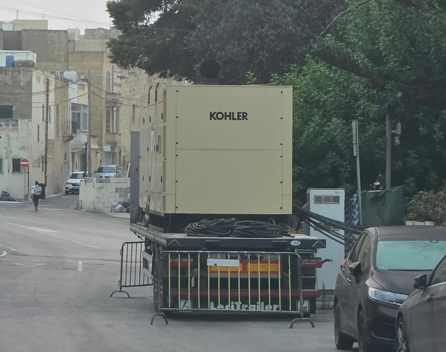 One of several mobile generators set up by Enemalta in Gozo to provide temporary relief as its teams race to repair major faults on its high tension network that left the island without electricity