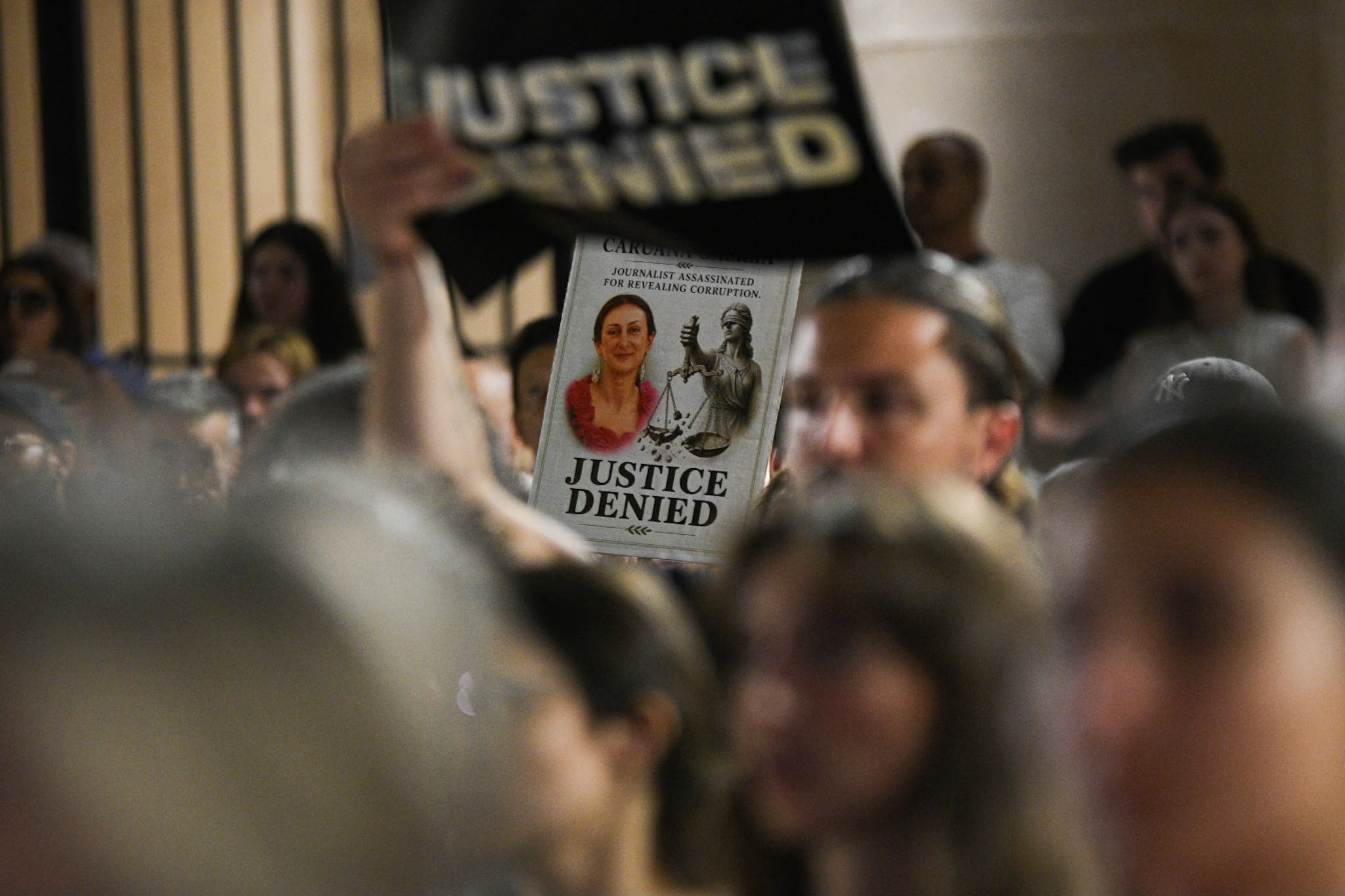 Placard raised during the protest held on Wednesday evening (Photo: James Bianchi/MaltaToday)