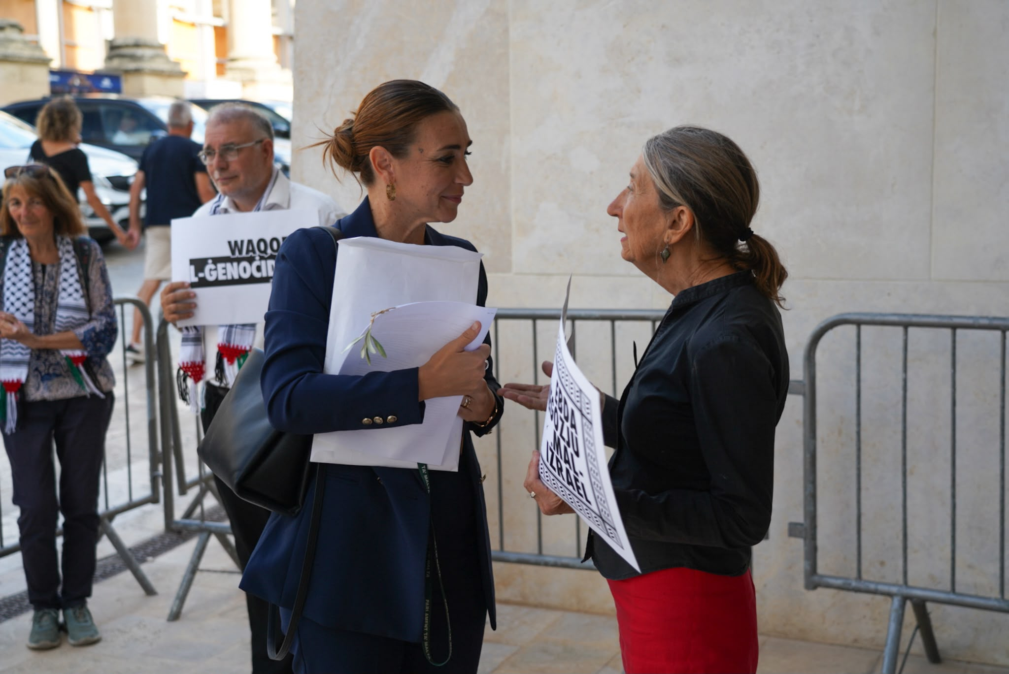 MPs were stopped by activists outside of parliament (Photo: James Bianchi/MaltaToday)