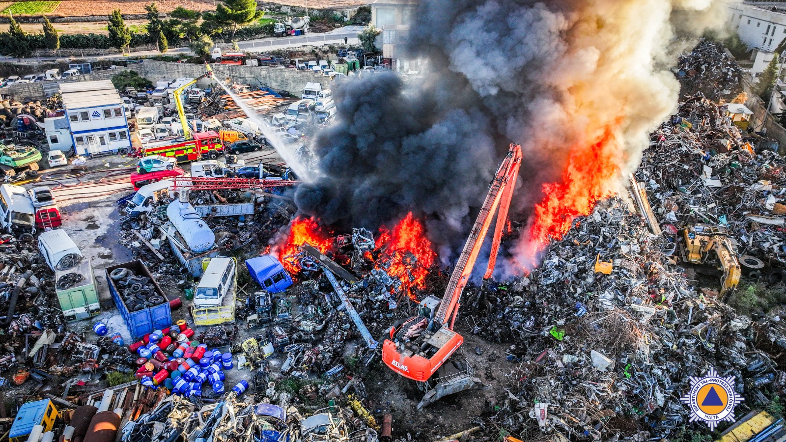 Firefighters had to contend with scrapped vehicles that were stacked on each other as they tried to isolate and contain the blaze (Photo: CPD)
