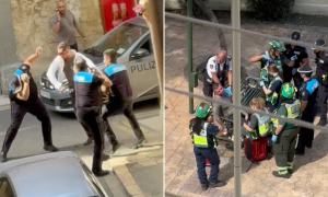 WATCH | Arrested man attacks three police officers in Valletta