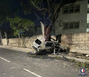 Man suffers serious injuries after car hits tree and catches fire in Tarxien