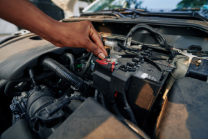 Man attempting to steal car battery caught red handed