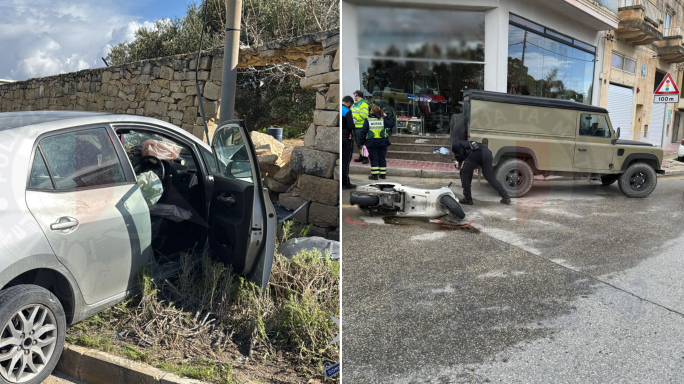 Driver and motorcycle driver grievously injured in separate accidents