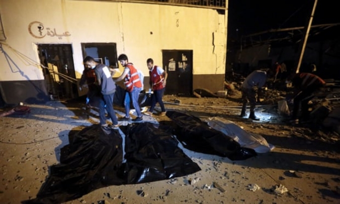 Airstrike on Tripoli migrant detention centre leaves at least 40 dead