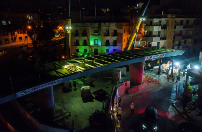 One of final Msida Creek flyover structures installed