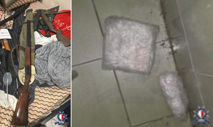 Two arrested after police seize guns, cocaine, and 9kg of cannabis