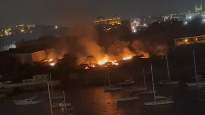 Fireworks ignite grassfire on Manoel Island