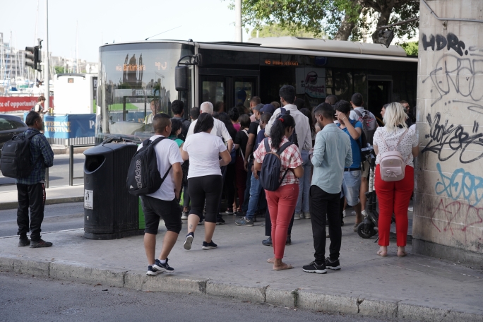 Buses packed like sardines