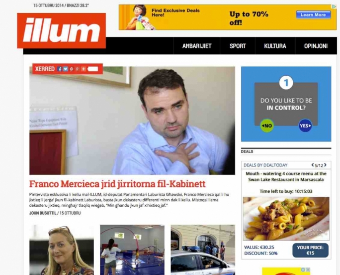 Maltese language newspaper is online at Illum.com.mt