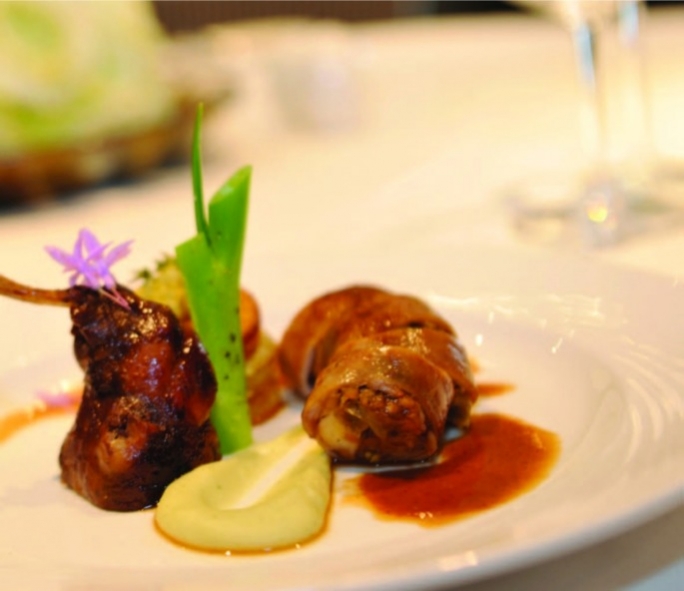 Rabbit with wild garlic and yellow millet