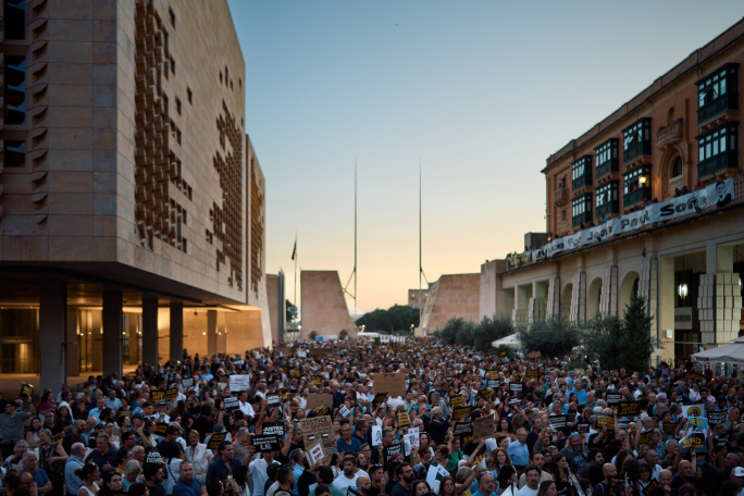 WATCH | ‘No to mafia’: Thousands march through Valletta calling for justice over Caruana Galizia assassination