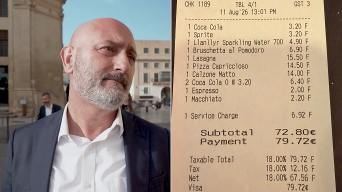 Former Labour minister Roderick Galdes warns of 'coperto' charges on restaurant bills